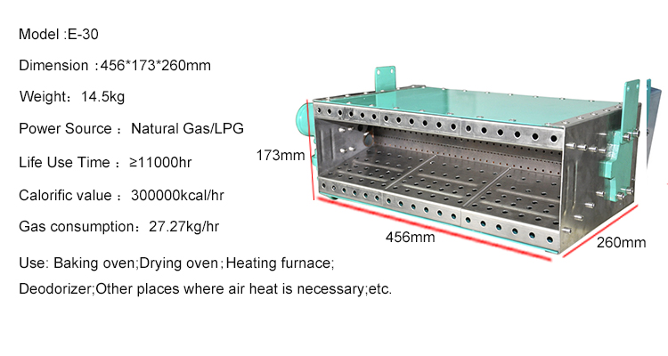 New Type Air Burner (E 30) Tubular Gas Burner for Air Convection Oven