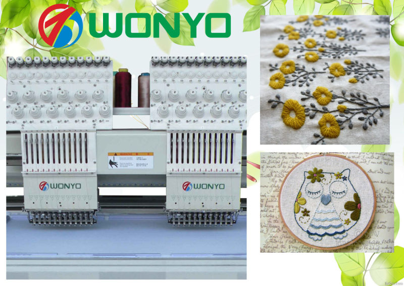 Wonyo 2 Head Embroidery Machine Price for Flat Cap T-Shirt Garment Embroidery