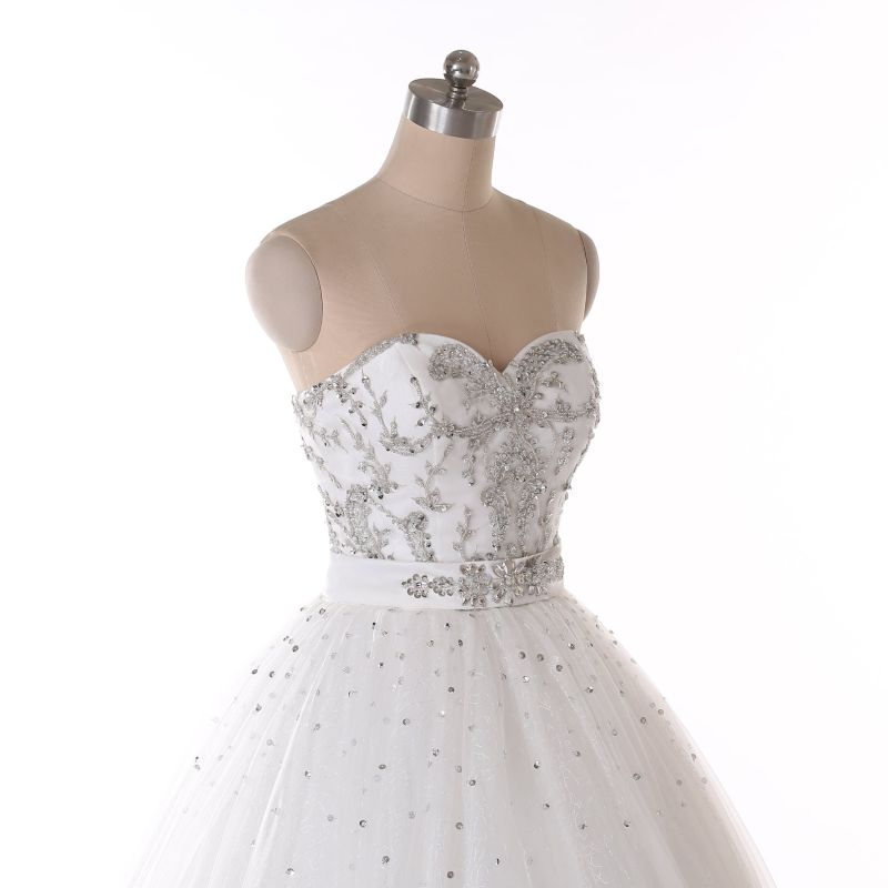 Beaded A Line Floor Length Wedding Dress