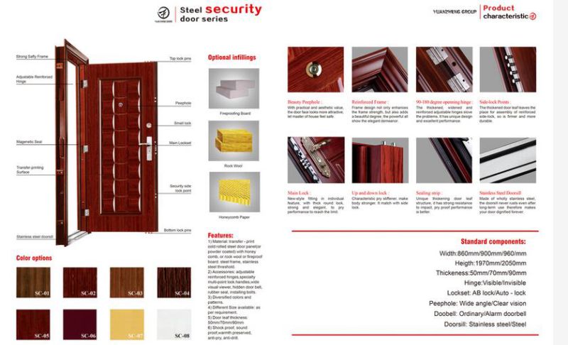 Entry Security Type Steel Door with Low Price Made in China