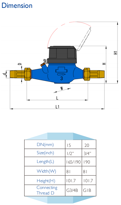 MID Certificated Multi Jet Dry Type Brass Water Meter