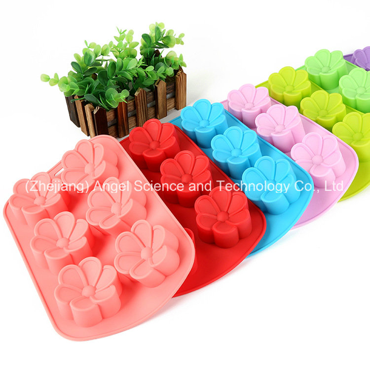 6 Flowers Silicone Chocolate Mold Cube Tray Baking Tool Sc34