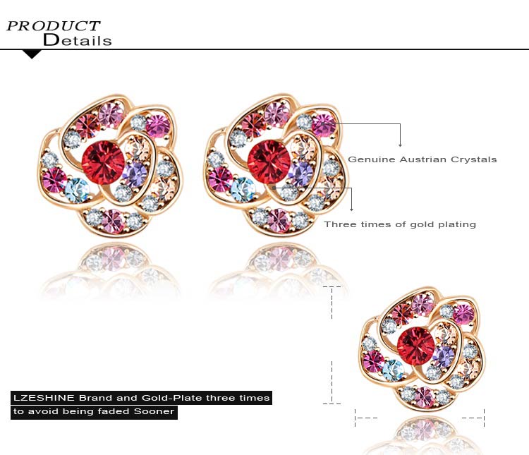 Cheap Wholesale Flower Shaped Crystal Stud Earring for Women (ER0004-C)