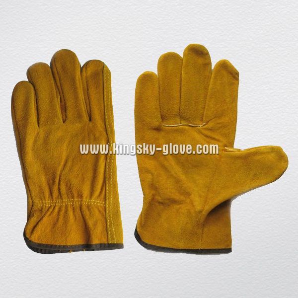 Brown Cow Split Leather Wing Thumb Driver Working Glove-9207