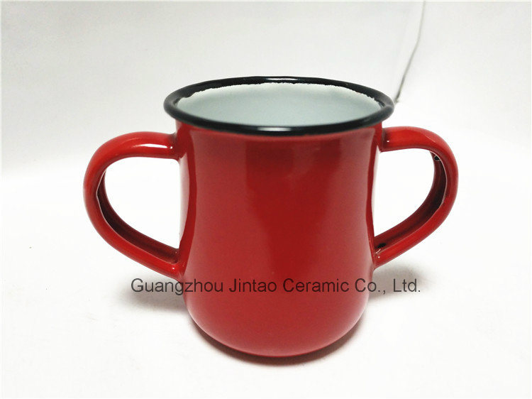 Enamel Mug with Enamel Double Hand Logo Printing