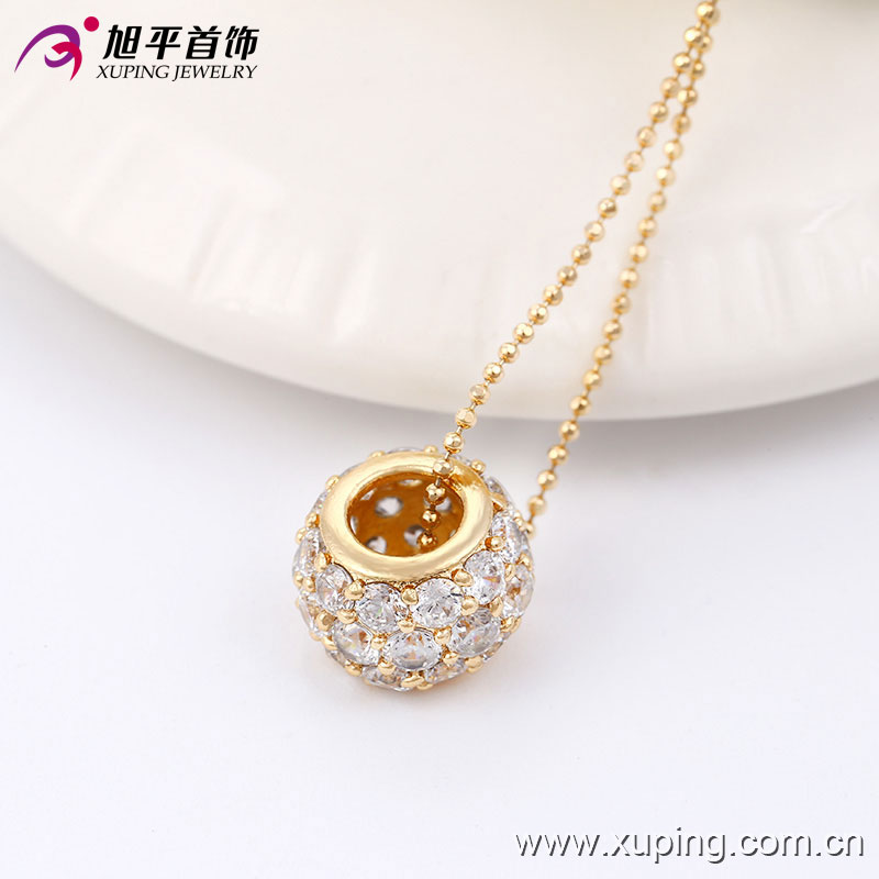 32413-Best Selling Crystal Ball Diamond CZ 18k Gold Plated Jewelry Pendant Necklace