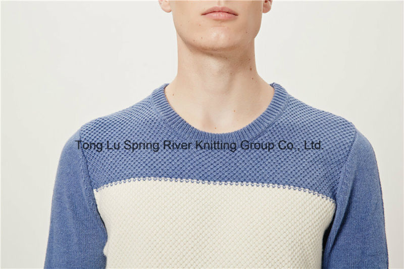 Nylon Lambswool Round Neck Knit Sweater for Men