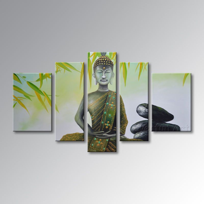 Hand Painted Buddha Oil Painting Abstract Wall Art on Canvas