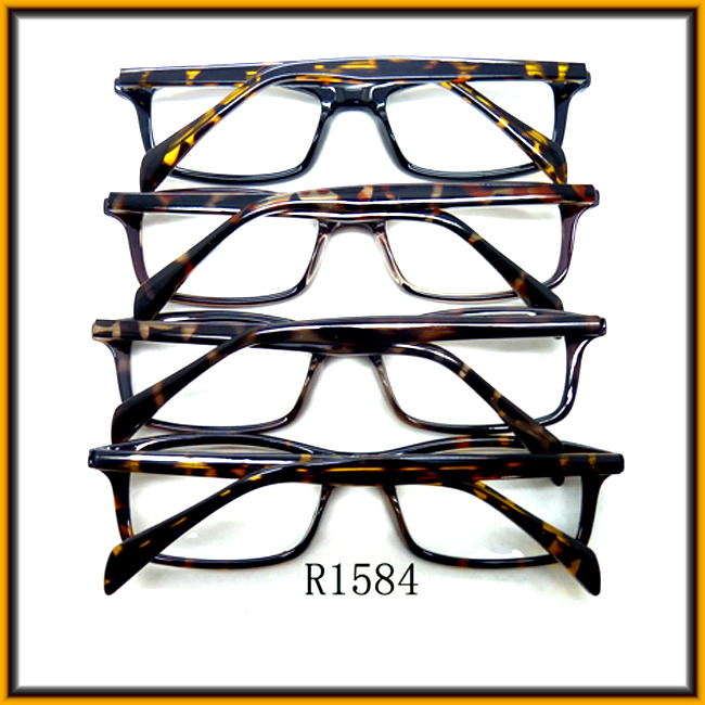 PC Black Frame Reading Glasses with Cp Demi Color Temple Manufacturer R1584