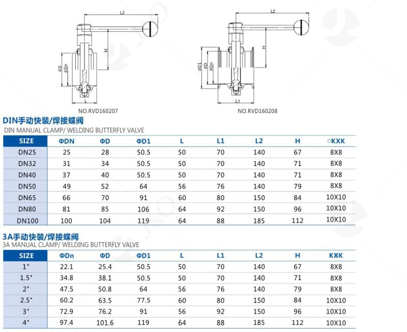 New Design Sanitary Weld Male Butterfly Valve with Ss Handle