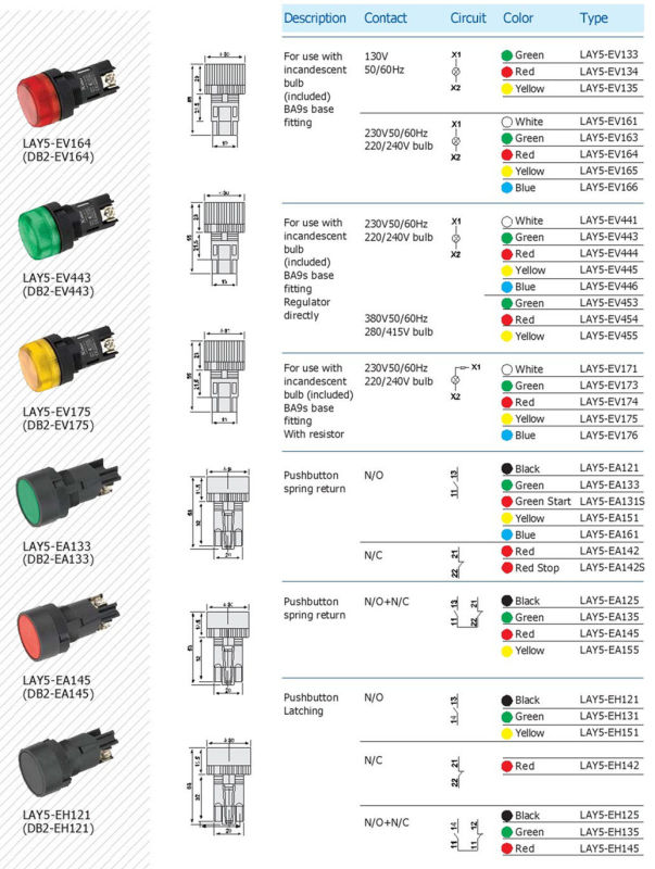 Emergency Stop Pushbutton Switch, Mushroom, Xb2 Lay5 Switch