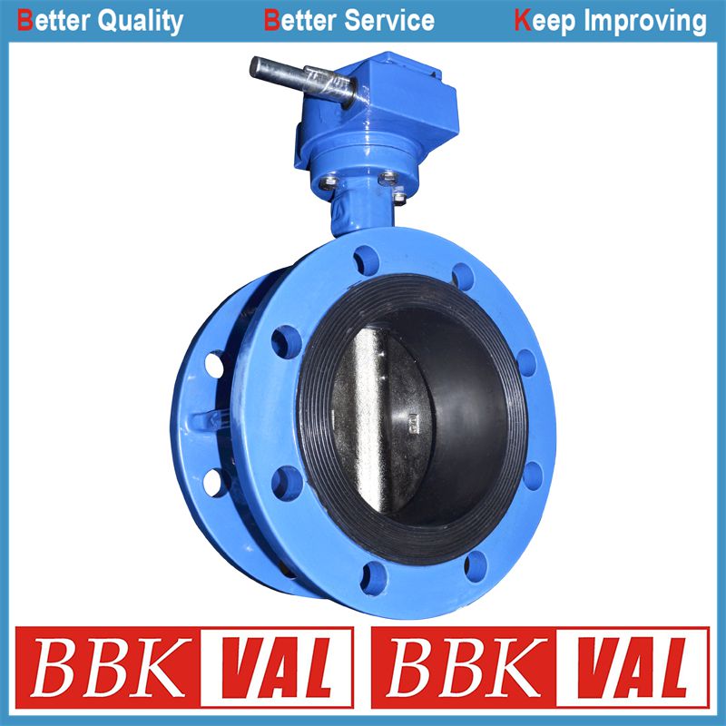 Ductile Iron Double Flange Concentric Butterfly Valve Gearbox Operated