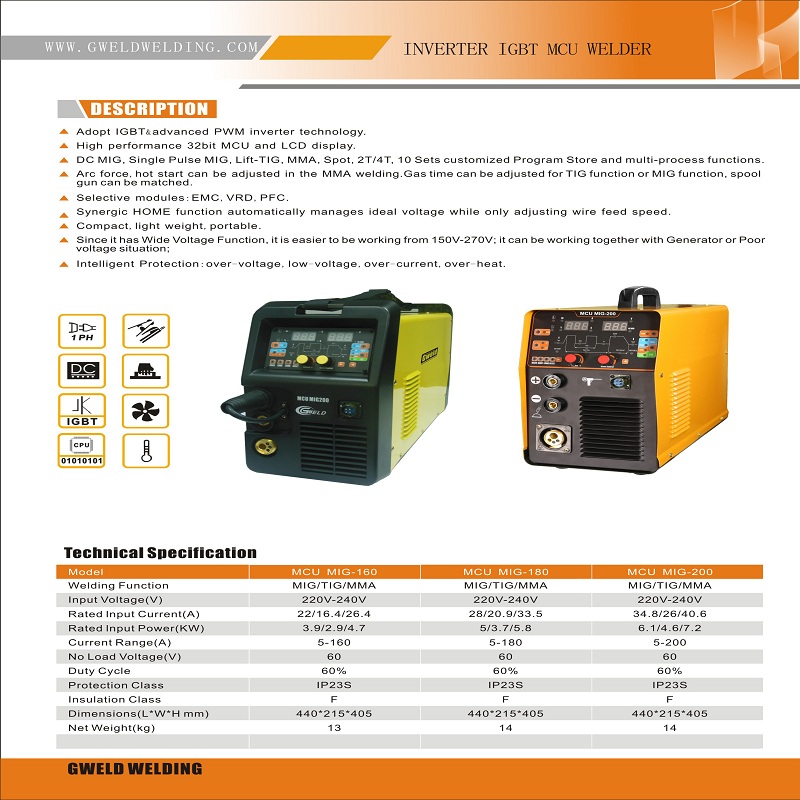 Portable Inverter IGBT MIG Welding Machine /Welder ((MIG 250T)