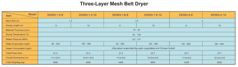 Vegetable and Fruit Mesh Belt Dryer