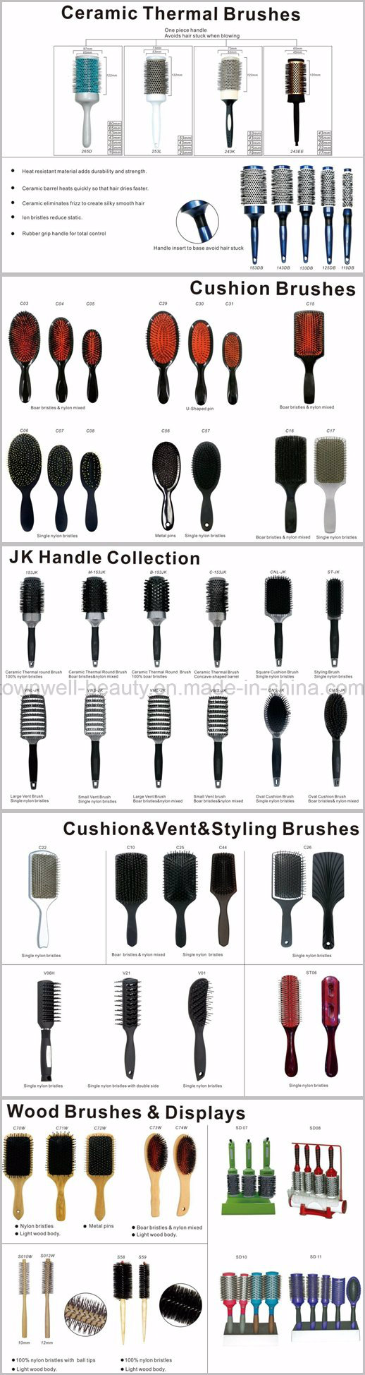 DIY Plastic Comb U Shape Carbon Hair Brush