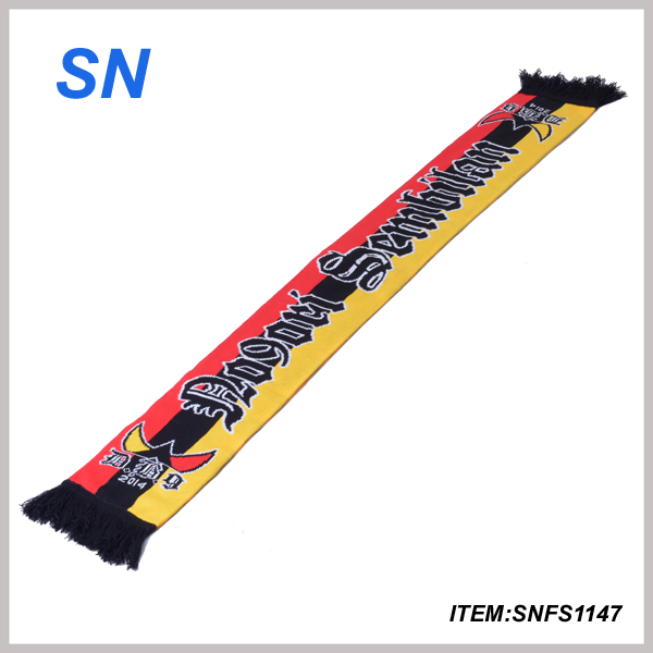 Factory Custom Jacquard Knitted Fan Scarf Football Scarf Soccer Scarf