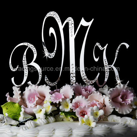 Partial Diamantee French Font Letter Wedding Cake Topper for Wedding Decoration