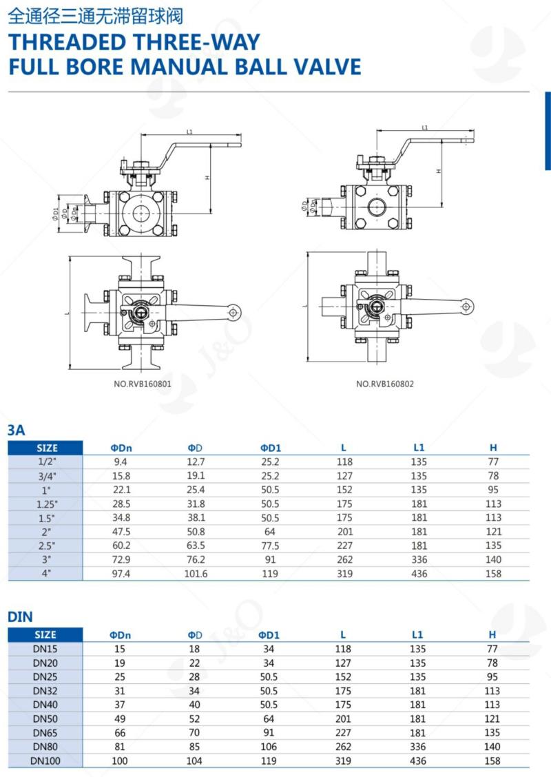 Super Sanitary 3 Way Male Ball Valve