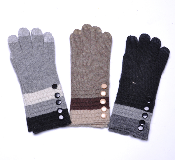 Fashion Lady Grey Elegant Long Touch Screen Wool Gloves