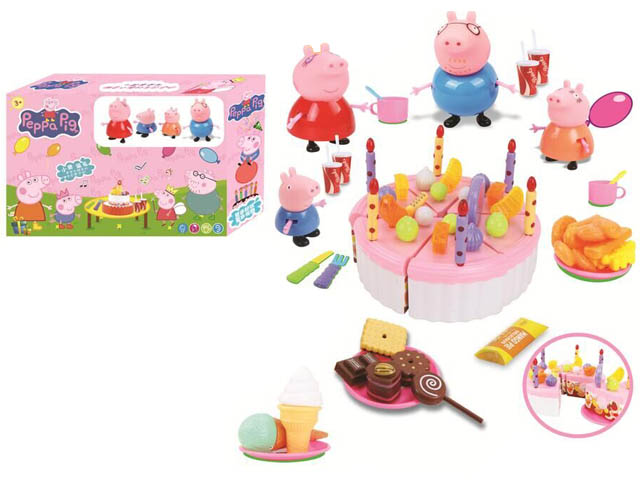 Favory Pink Pig Birthday Cake Toys with Light