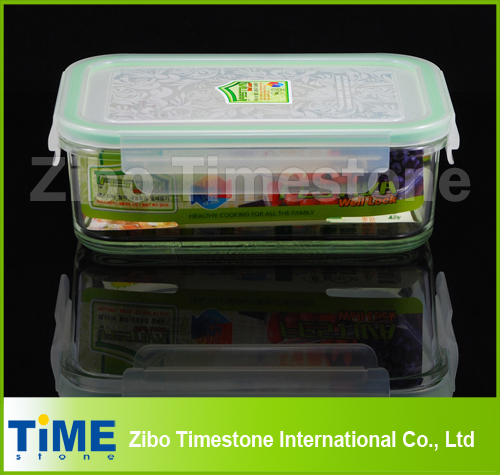 High Borosilicate 900ml Rectangular Food Storate Box With Plastic Tight Cover