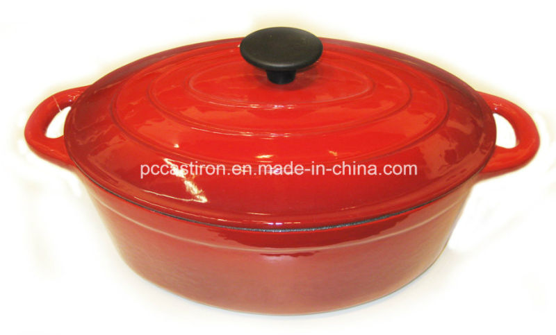 OEM Factory Oval Enamel Cast Iron Casserole in China 34X26cm