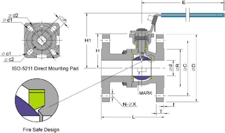 2PC Ball Valve Flanged End with Direct Mounting Pad DIN Pn16 Pn40