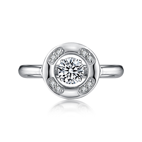925 Silver Dancing Diamond Rings with Micro Setting CZ