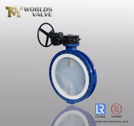 Double Flange PTFE PFA Liner U Type Section Butterfly Valve (D341X-10/16)