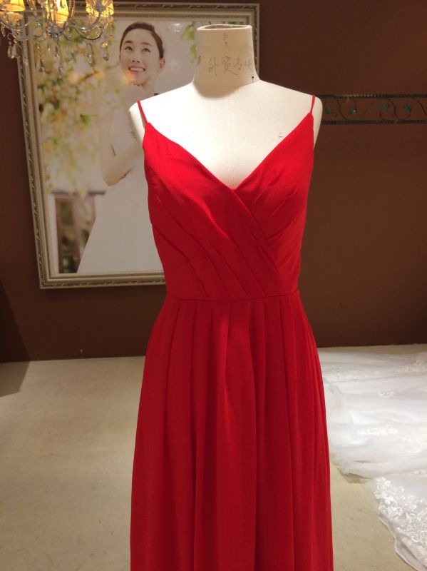 New Arrival 2017 Marriage Red Chiffon Bridesmaid Dresses