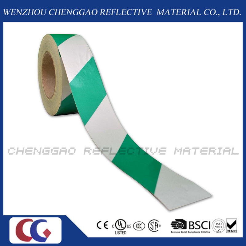 Green and White Stripe Design Reflective Marking Adhesive Tape (C1300-S)