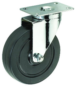 Medium-Duty Black Rubber Swivel Caster Wheel