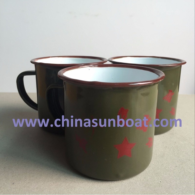 Drinkware Handgrip Metal Enamel Cup Chinese Classic Tableware Nostalgic Tableware