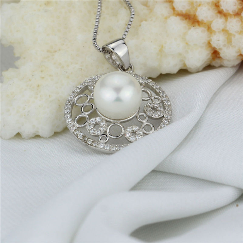 Traditional Freshwater Pearl Pendant Necklace Sterling Silver