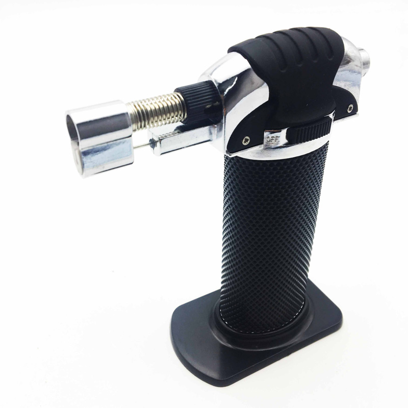 Straight Windproof Metal Jet Lighter Torch with Lock Button (ES-TL-006)