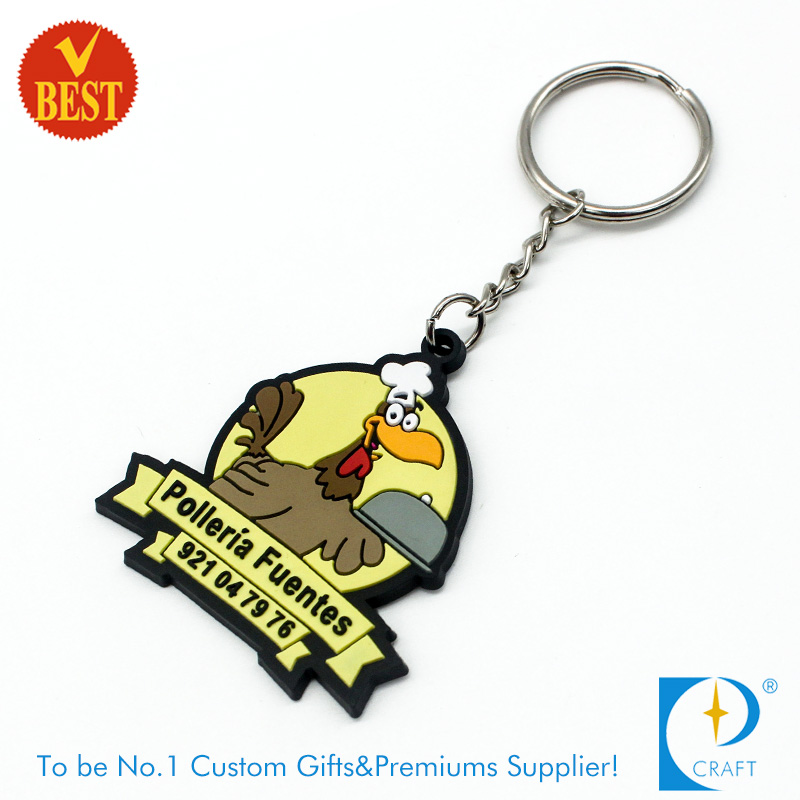 China Cheap Custom Branded Promotional Soft PVC Key Chain or Ring in High Quality