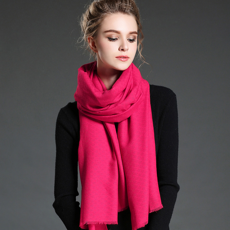 Women in Winter to Keep Warm Plain Mei Red   Polyester Scarf Shawl