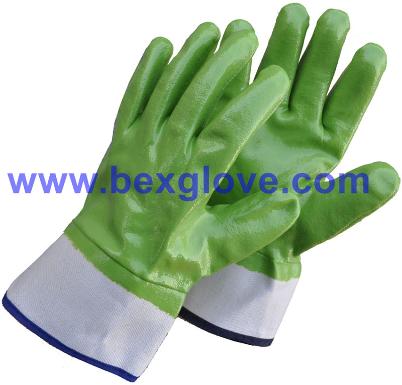 Heavy Duty Industrial Work Glove, Blue Nitrile Full Coated