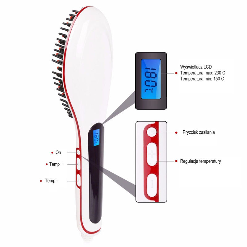 Professional Hot Air Brush Hair Straightener with Digital LCD Display Hair Comb