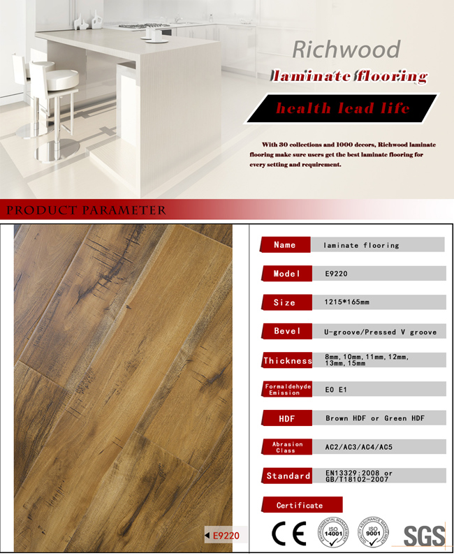 12mm Eir U Groove Maple Wax Coating Laminate Laminated Flooring