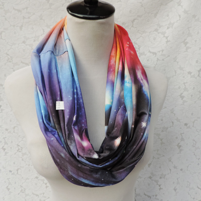 Women's Stary Night Outer Space Printing Super Soft Woven Scaf Loop Snood (SW134)