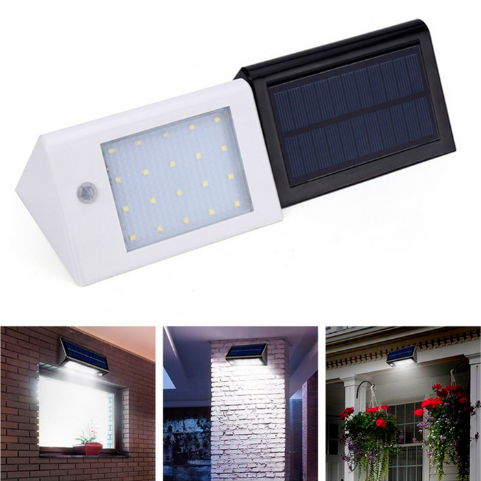 Outdoor Lighting IP65 Waterproof 350lm 20 LED Solar Power PIR Motion Sensor Garden Wall Lamp Security Light