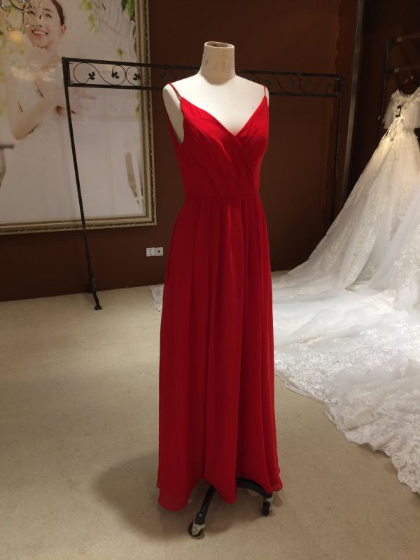 New Arrival 2017 Marriage Red Chiffon Bridesmaid Dresses