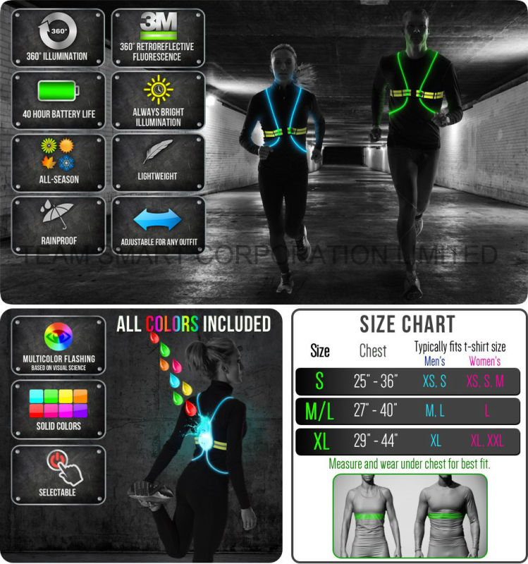 Night Reflective Vest LED Optics Vest for Running