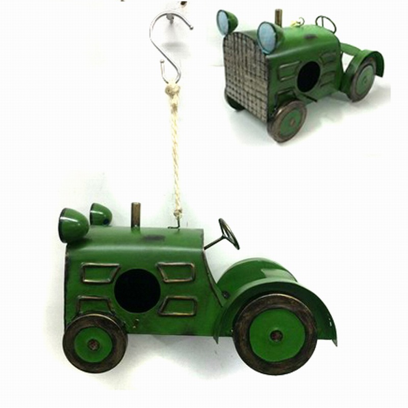 New Arrival Hanging Garden Decoration Metal Tractor Birdhouse Craft