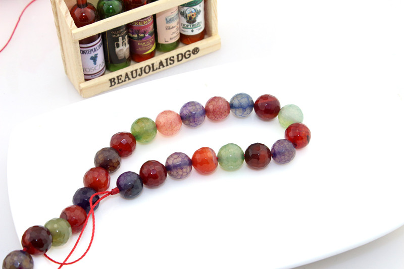 Natural Gemstone Loose Strand Mixed Color Size 6 8 10 12 14mm Facted Agate Beads