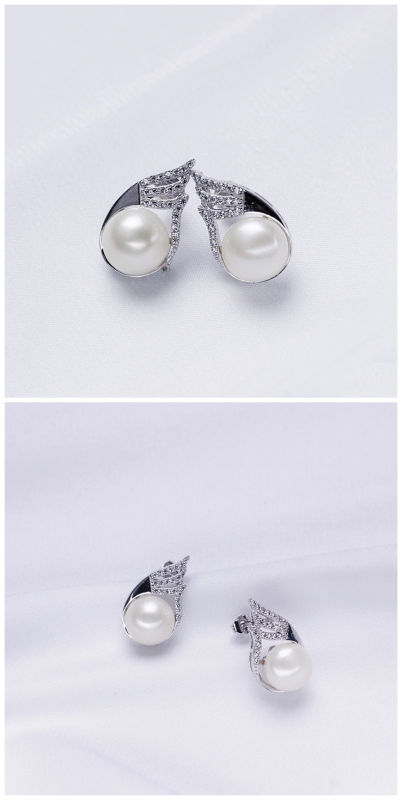 Traditional Natural Freshwater Pearl Earring 9mm AAA Button Real Pearl Earrings