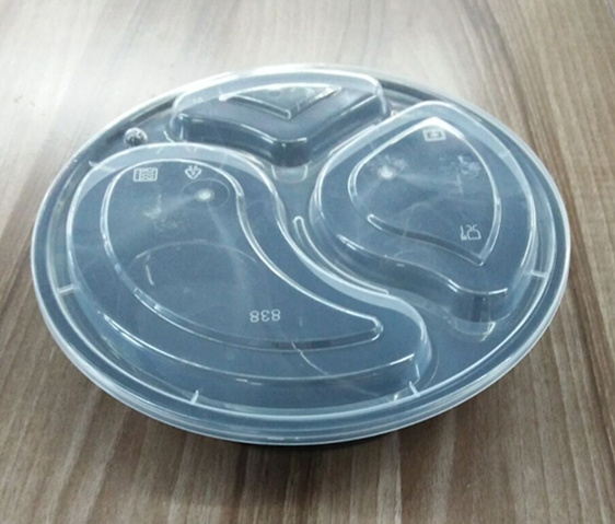 3-Compartment Round Plastic Microwave/Take Away/Fast Food Container