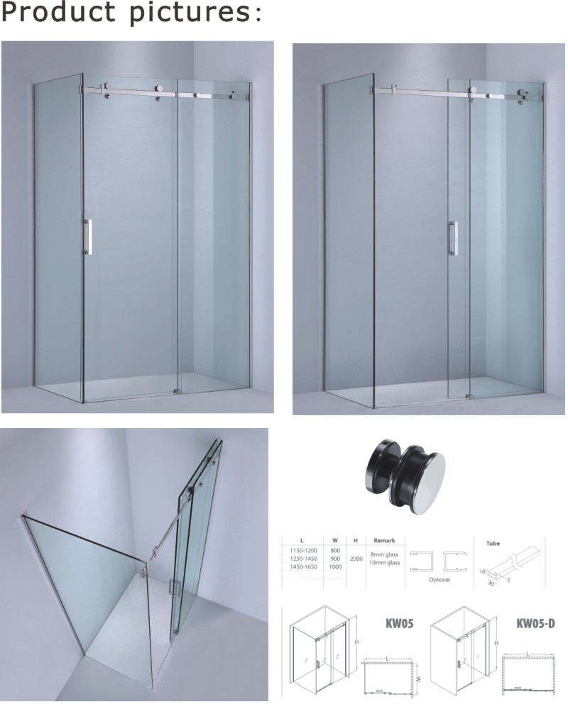 Bathroom Shower Cabin with Big Stainless Steel Roller Wheels (AKW05)