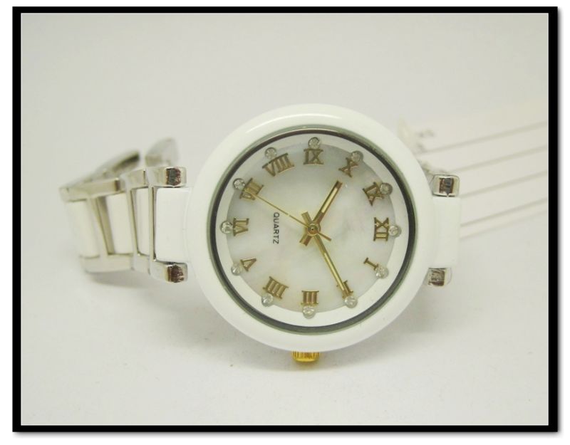 Ceramics Watch, Ceramics Ladies Watch with Stainless Steel ,Imitated Ceramic Quartz Analog Watch White